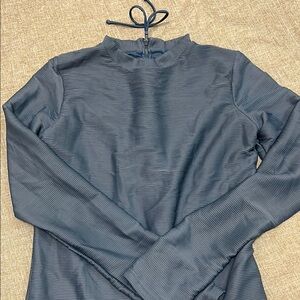 Blue Mandarin Collar Tie Front One Piece